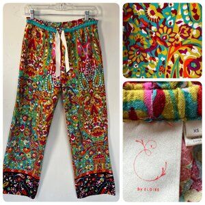 E by Eloise Anthropologie Paisley Flannel Loungers Pajama Pants  XS  Floral Boho